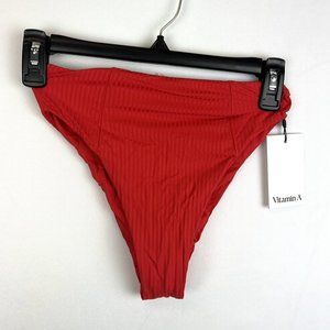 Vitamin A Women’s High Waist Very Cheeky Red High Leg Bikini Bottom Size XS